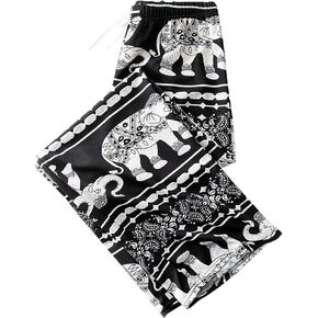 Women's Elephant Hippie Boho Yoga Pants Wide Leg Pajamas Pants Drawstring Workout Joggers Casual High Wasited Pants