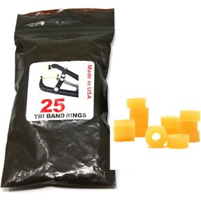 Castrating Tri Bander Rings 25 Count Yellow Made in USA Castrate Bands for Cattle Sheep Goat Compatible with Tribanding Tool