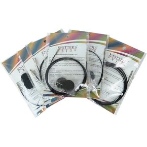 Knitters Pride Interchangeable Black Cord Variety Pack - 6 Common Sizes, 16, 24, 32, 40, 47, 60