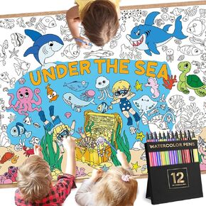 Faisly Halloween Coloring Tablecloth for Kids(Include Markers) 35x72 in Giant Halloween Coloring Poster,Kids Halloween Party Decorations for Classroom,Halloween Crafts for Kids