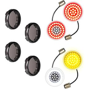 1157 Led Bulb Led Motorcycle Turn Signals SMD Leds Extremely Bright Lens Covers Kit 2" Turn Signals for Harley Dyna Softail Touring Street Glide Road King 1986-2024
