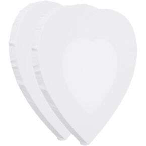 PATIKIL Paint Canvases for Painting, 2 Pack 16x16 Inch Heart-Shaped Wood Frame Stretched Blank Art Canvas Board Panels for Acrylic, Oil, Tempera Painting, White