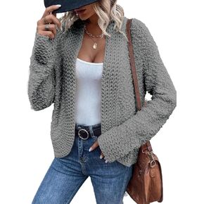 Sidefeel Women's Cardigans Sweaters Casual Long Sleeve Open Front Chunky Knit Coats 2024 Fall Fashion