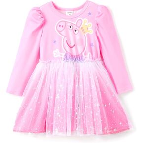 Peppa Pig Toddler Girls Dress for Fall Long Sleeve Tutu Dresses for Birthday Party Tulle Princess Dress Little Girl Size 2-6T