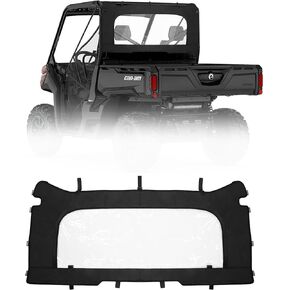 UTV Soft Rear Windshield with Zipper, PVC Back Windscreen Compatible with Can-Am Defender Keep from Debris Mud Rain & Dust, Water Proof, Easy Installation, Tough Against Punctures, Tears