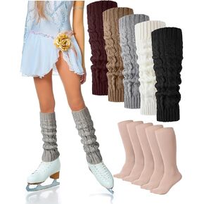 Chuarry 10 Pairs Skating Leg Warmer for Women Girls Knitted Long Leg Warmers ice Skating Socks Boot Socks for Figure Skating