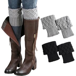 Century Star Boot Socks for Women Short Leg Warmers Crochet Knitted Boot Cuffs Winter Warm Wool Socks Athletic Socks Gifts
