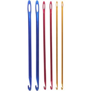 FAVOMOTO 6 PCS Large Crochet Hooks, Crochet Needles Crochet Hook Set Handmade Knitting Needle Crochet Tools Tunisian Crochet Hook Large-Eye with a Needle Aluminum