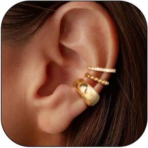 Chunky Gold Ear Cuff Ear Cuffs Non Piercing 14 Gold Plated Clip on Earrings Cartilage Cuff Earrings Jewelry Gift