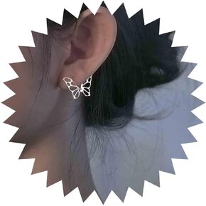 Boho Filigree Butterfly Earrings Silver Butterfly Cuff Stud Earrings Hollow Butterfly Hoop Earrings Minimalist Silver Earrings Jewelry for Women