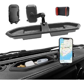 Upgraded Dash Phone Mount for 2018 2019 2020 2021 2022 2023 Jeep Wrangler JL JLU & Jeep Gladiator JT, Multi-Mount Phone Holder Dashboard Tray Storage Kit with Metal Rod Extension Arm