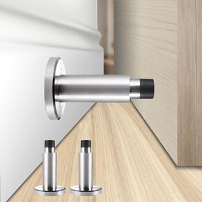 Door Stoppers - Heavy-Duty Adjustable Stoppers for Bottom, Top, and Wall of Door – Anti Break-in 304 Stainless Steel Door Stops with Rubber Buffers(White)