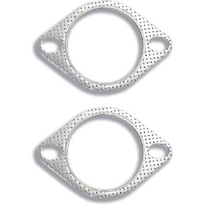 2 PCS Car Exhaust Gasket, Two-Hole Design, 2.5In Waterproof Durable Metal Vehicle Seal Gasket Replacements, Universal Automotive Flange Gasket Accessories for Truck SUV Car (Silver)
