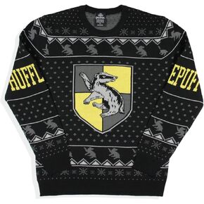Harry Potter Men's House Crests Ugly Christmas Sweater - Gryffindor, Slytherin, Ravenclaw, Hufflepuff Available