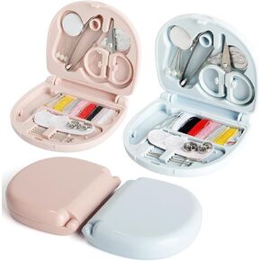 2 PCS Min Travel Sewing Kit, DIY Sewing Supplies Portable Travel Sewing Kit, Beginner-Friendly Organizer Box with Essential Sewing Tools for Emergency Repairs, Ideal for Family Travelers Use