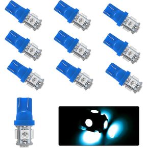10PCS 194 Car LED Light Bulb, Super Bright T10 5050 5SMD LED Car Interior Light Bulb, 12V 168 T10 2825 Wedge Bulb Replacement for Dashboard Dome Map Door License Plate Lights (Green)