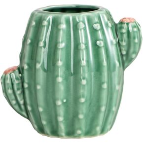 Ceramic Cactus Pen Holder Stand Cup Cactus Pencil Holder Organizer Makeup Brush Holders for Home Office Desk (Green Cactus)