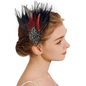 Roaring 1920s Flapper Headpiece Feather Headband - Great Gatsby Inspired Hair Accessory for Women