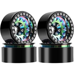 GLOBACT Rainbow 1.9 Beadlock Wheel Rim Offset -10mm Aluminum Deep Dish Wheel for 1/10 RC Crawler SCX10 TRX4 TRX6 Redcat Gen8 RC4WD D90 VS4-10 (Neon Color-C)