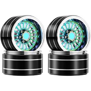 GLOBACT Turbine 1.9 Beadlock Wheel Rim Deep Dish Offset -10mm Aluminum Wheel Set for SCX10 TRX4 VS4-10 Gen8 1/10 RC Crawler Upgrade (Green)