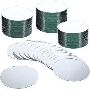 Xuniea 60 Pieces Round Glass Mirror Tiles Round Craft Mirrors Circle DIY Glass Tiles for Arts and Crafts DIY Decorations Supplies (4 x 4 Inch)