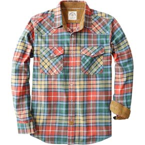 Dubinik® Men's Flannel Shirts for Men Long Sleeve Pearl Snap Shirts for Men Casual Western Cowboy Plaid Shirts 100% Cotton