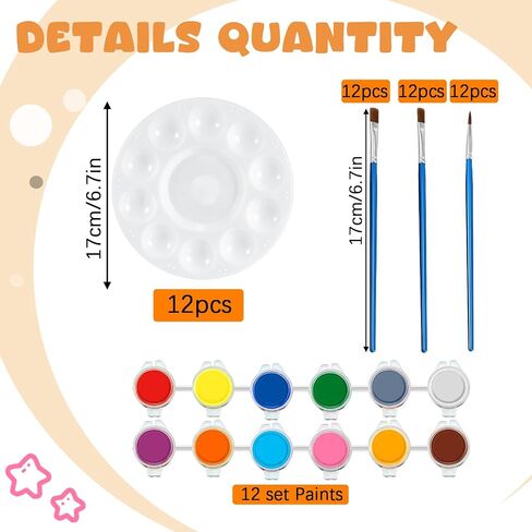 Ctosree 12 Packs Pre Drawn Canvas Kit for Painting Include 12 Pcs 5" x 7" Animal Pre Printed Canvas 36 Pcs Paintbrushes 12 Pcs Palettes 12 Sets Acrylic Paint Strips for Art Sip Party Supplies in Saudi Arabia