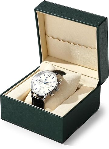 PU Watch Box Single Watch Case Watch Travel Case Microfiber Interior Watch Holder Watch Gift Box Watch Storage Box With Removable Pillow Watch Display Case For Christmas Anniversary (Green) in Kuwait