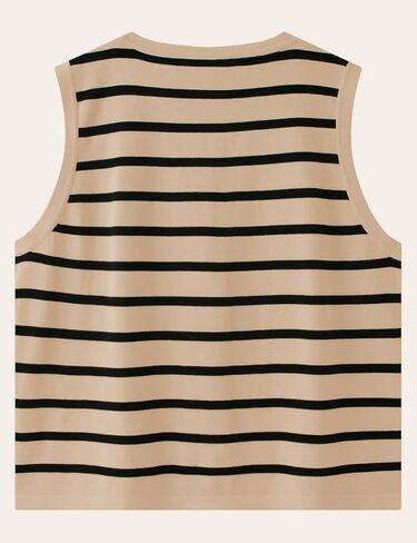 Womens Casual Striped Sleeveless Sweater Vest V Neck Knitted Button Tank Top in Saudi Arabia