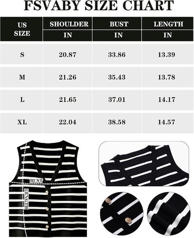 Womens Casual Striped Sleeveless Sweater Vest V Neck Knitted Button Tank Top in Saudi Arabia