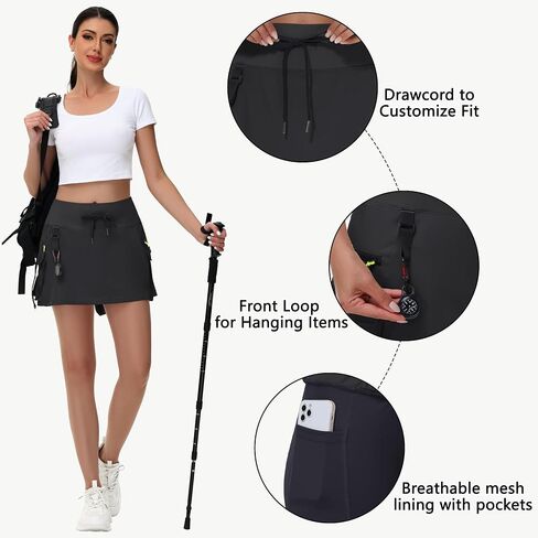 JWM Women's Hiking Skorts Skirts with Zipper Pockets Cargo Golf Quick Dry Tummy Control High Waisted Dressy Casual Skort in Kuwait