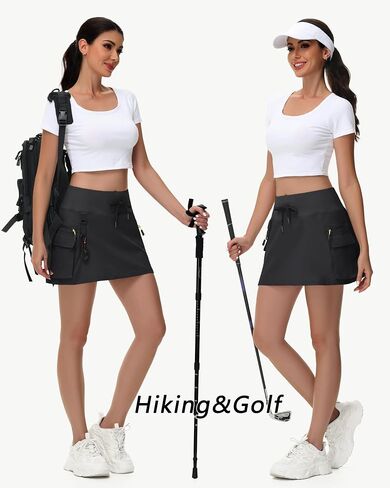 JWM Women's Hiking Skorts Skirts with Zipper Pockets Cargo Golf Quick Dry Tummy Control High Waisted Dressy Casual Skort in Kuwait