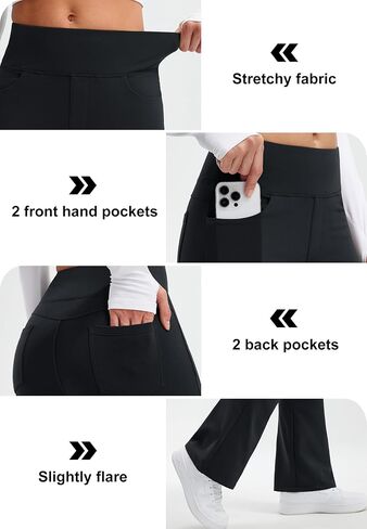 Libin Women's Fleece Lined Pants Water Resistant Winter Warm Thermal Hiking Pants Athletic Workout Yoga Flare Leggings in Saudi Arabia