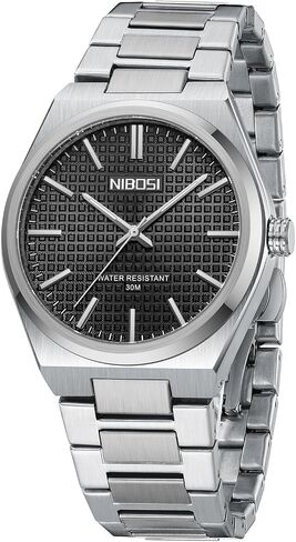 NIBOSI Mens Watches Analog Quartz Watch Stainless Steel Strap Waterproof Men's Wrist Watches Classic Minimalist Dainty Business Dress Designer Watches for Men in Saudi Arabia
