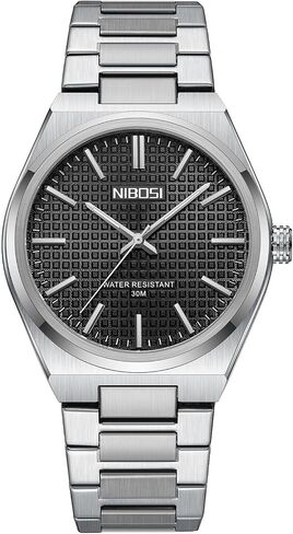 NIBOSI Mens Watches Analog Quartz Watch Stainless Steel Strap Waterproof Men's Wrist Watches Classic Minimalist Dainty Business Dress Designer Watches for Men in Saudi Arabia