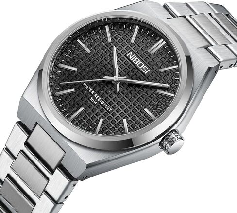 NIBOSI Mens Watches Analog Quartz Watch Stainless Steel Strap Waterproof Men's Wrist Watches Classic Minimalist Dainty Business Dress Designer Watches for Men in Saudi Arabia