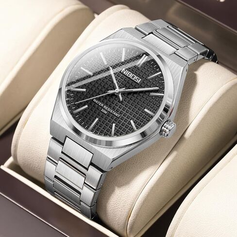 NIBOSI Mens Watches Analog Quartz Watch Stainless Steel Strap Waterproof Men's Wrist Watches Classic Minimalist Dainty Business Dress Designer Watches for Men in Saudi Arabia