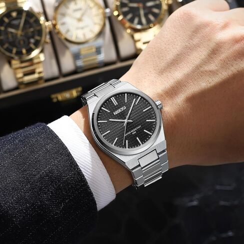 NIBOSI Mens Watches Analog Quartz Watch Stainless Steel Strap Waterproof Men's Wrist Watches Classic Minimalist Dainty Business Dress Designer Watches for Men in Saudi Arabia