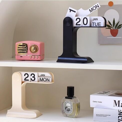 Flip Perpetual Calendar, Desk Calendar 2024-2025 For Daily Office Home Decor Desk Ornament Desk Accessories Home Office Decor Monthly Weekly Daily Desktop Perpetual Calendar (Beige) in Kuwait