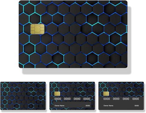Credit Card Sticker Skin, 4pcs Debit Cards Decal Cover, Removable Adhesive Stickers for Driver License, Transportation Card, Key Card (Honeycomb) in Saudi Arabia