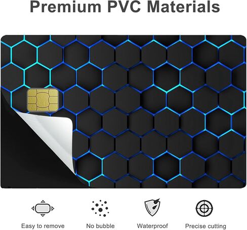 Credit Card Sticker Skin, 4pcs Debit Cards Decal Cover, Removable Adhesive Stickers for Driver License, Transportation Card, Key Card (Honeycomb) in Saudi Arabia