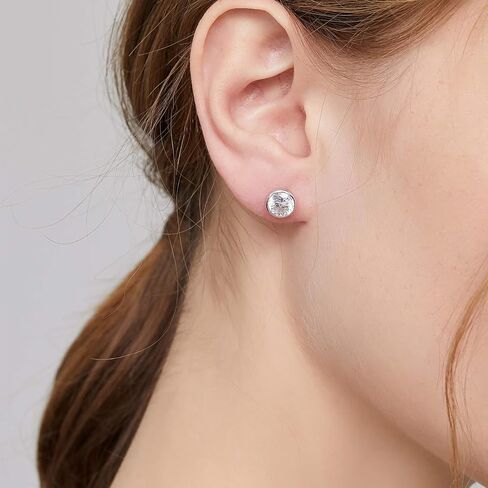 Moissanite Stud Earrings 4-6mm 0.6ct-1.6ct Round Cut D Color VVS1 Lab Created S925 Sterling Silver Moissanite Stone Stud Earrings for Women Men with 18K White Gold in Saudi Arabia