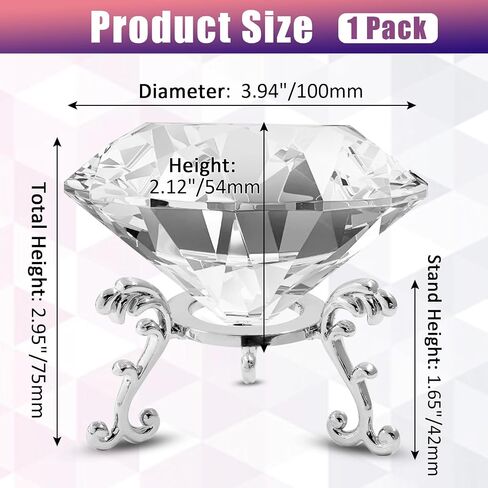 Luomorgo 1 Set Crystal Diamond Paperweight with Stand, Clear Diamond Paperweight Decorations for Office Home Decor Ornaments (100mm) in Kuwait