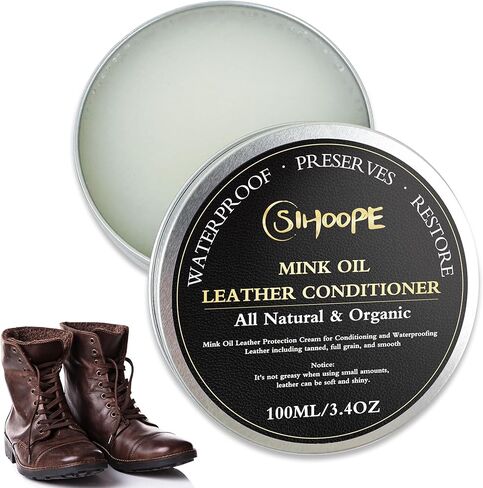 Mink Oil for Leather Boots - Leather Conditioner Cleaner 3.4 oz All-Natural Waterproof Soften and Restore Leather Shoes in Kuwait