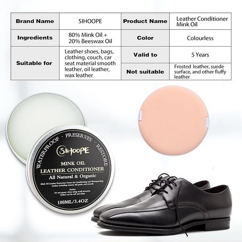 Mink Oil for Leather Boots - Leather Conditioner Cleaner 3.4 oz All-Natural Waterproof Soften and Restore Leather Shoes in Kuwait