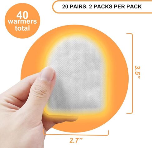 WORLD-BIO Toe Warmers Adhesive 10/20/30/40 Pairs - Long Lasting Safe Natural Odorless Air Activated Warmers Up to 8 Hours of Heat - Heated Insoles Toe Foot Warmers Keep Foot Warm in Chill Winter in Kuwait