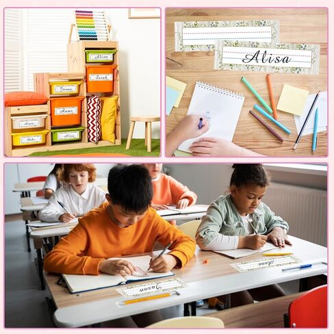 Name Tags for Classroom,40Pcs Student Name Tags for desks,Waterproof Desk Name Tags for Classroom Decor Self Adhesive Name Label Stickers（Colorful dot Style） in Saudi Arabia