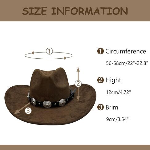 LIDHAY Cowboy Hat for Women and Men Western Suede Hat Wide Brim Cowboy Cowgirl Hat in Saudi Arabia
