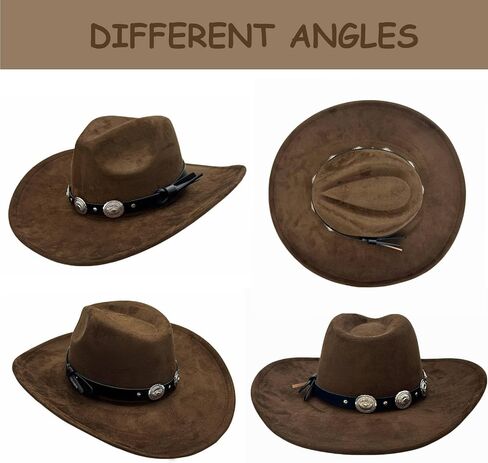LIDHAY Cowboy Hat for Women and Men Western Suede Hat Wide Brim Cowboy Cowgirl Hat in Saudi Arabia