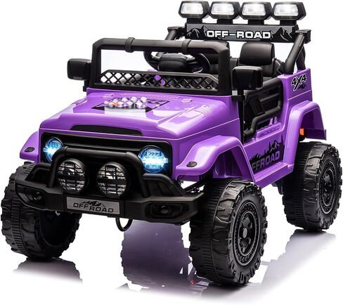 Ride On Truck Car 12V, Electric Vehicle w/Remote Control, 3 Speeds, LED Lights, Music, Spring Suspension, Ride on Car for Kids in Kuwait